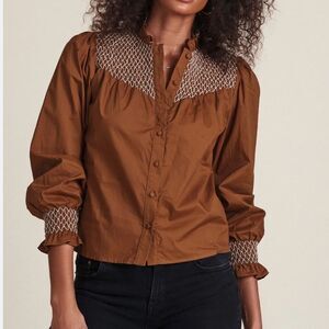 THE SHIRT BY ROCHELLE BEHRENS The Nicole Shirt in cognac M